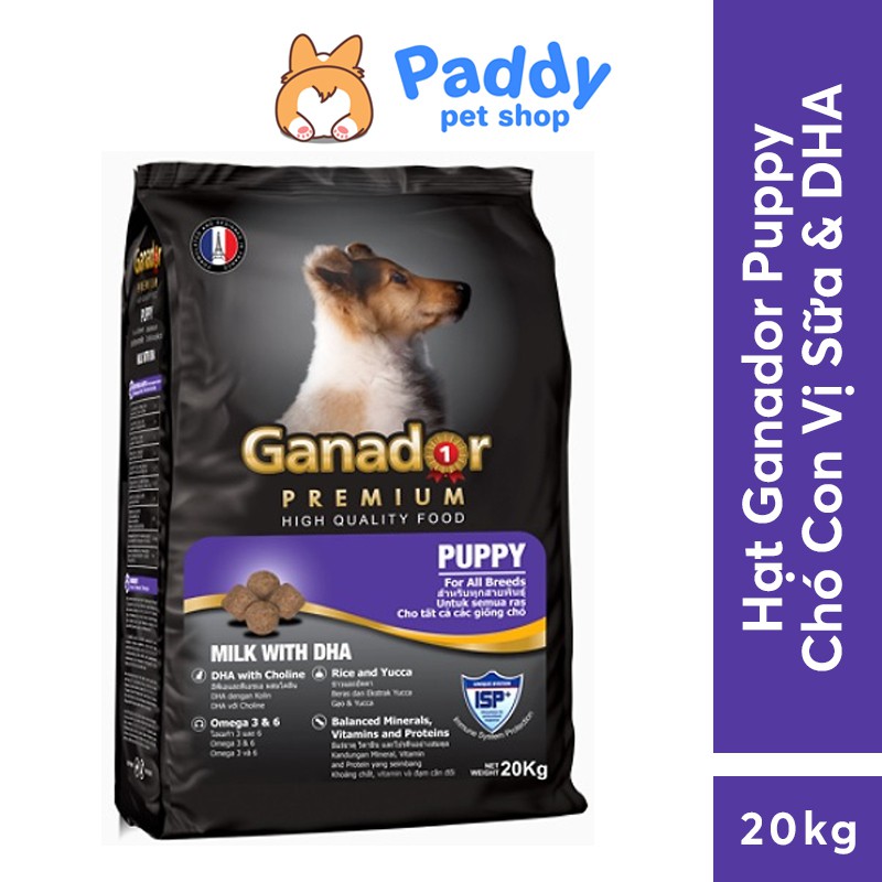 [20kg] Hạt Ganador Puppy Cho Chó Con Vị Sữa & DHA - Bao 50 Túi 400g