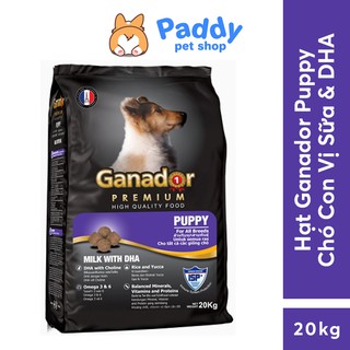 [20kg] Thức Ăn Hạt Cho Chó Con Ganador Puppy Vị Sữa & DHA - Bao 50 Túi 400g