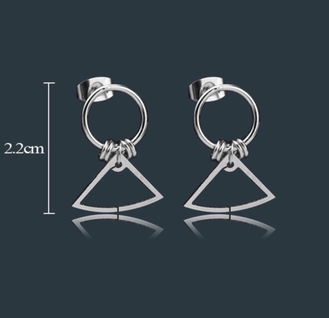 Bông tai inox hình học hot trend không đen không gỉ