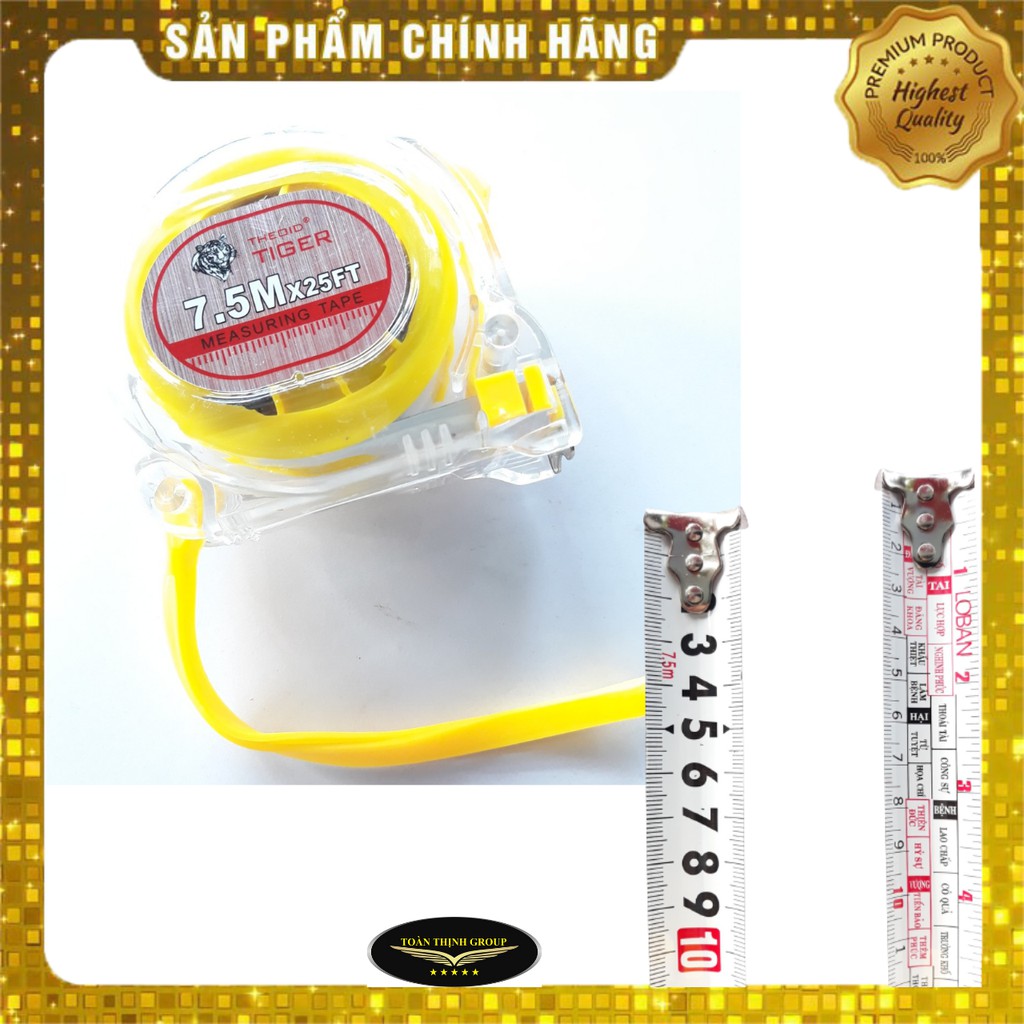 Thước Cuộn, Thước Dây Lỗ Ban - Nhiều Kích Cỡ 3m, 5m, 7m5, 10m - Thước 1 Mặt, 2 Mặt Hiệu Theoid Tiger