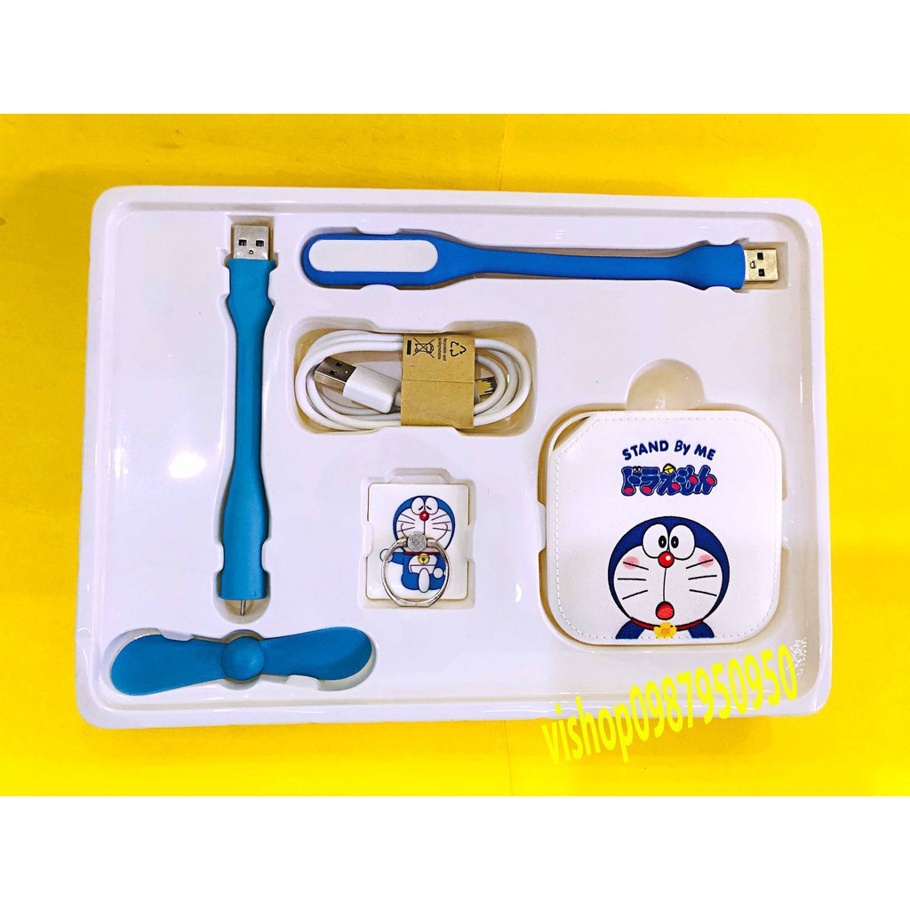 BỘ COMBO SẠC DỰ PHÒNG 5 MÓN ĐÁNG YÊU HÌNH DOREMON – HELLO KITTY
