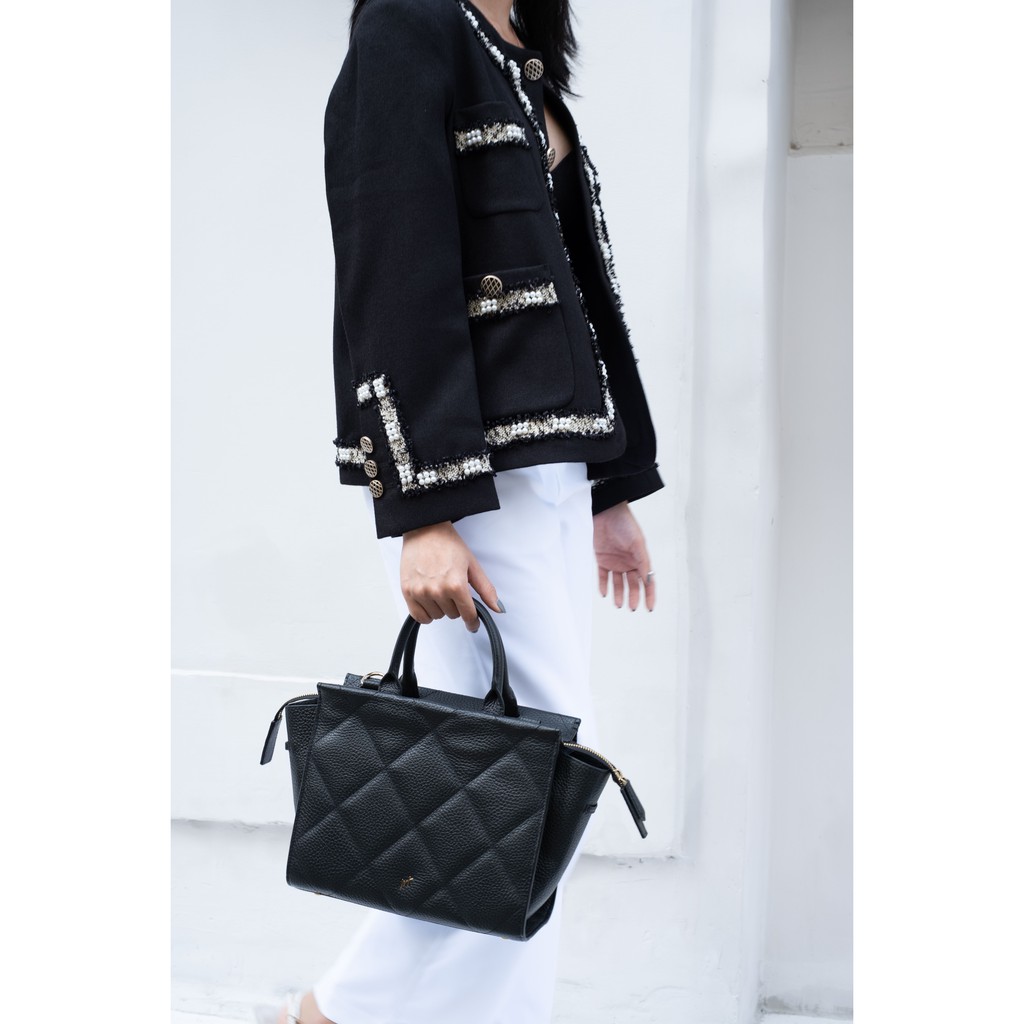 Túi Xách Nữ Da Bò Có Quai Đeo Cao Cấp Màu Trắng, Màu Đen WT Leather FENSE-F