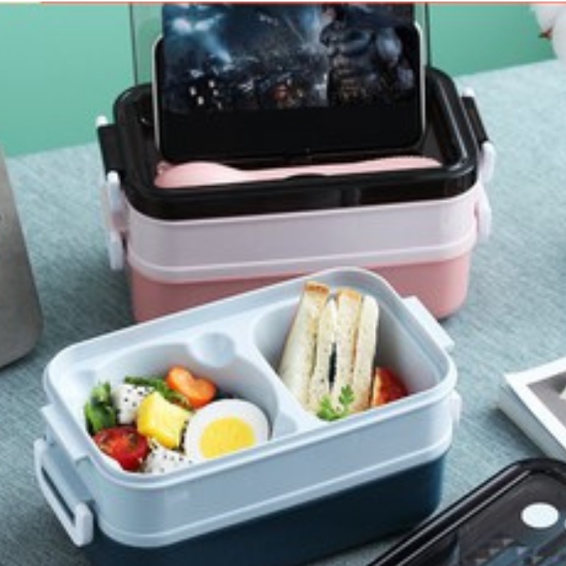 Hộp Cơm INOX 304 2 tầng Giữ Nhiệt - Kèm Chén Soup & Muỗng Đũa Nĩa HC1