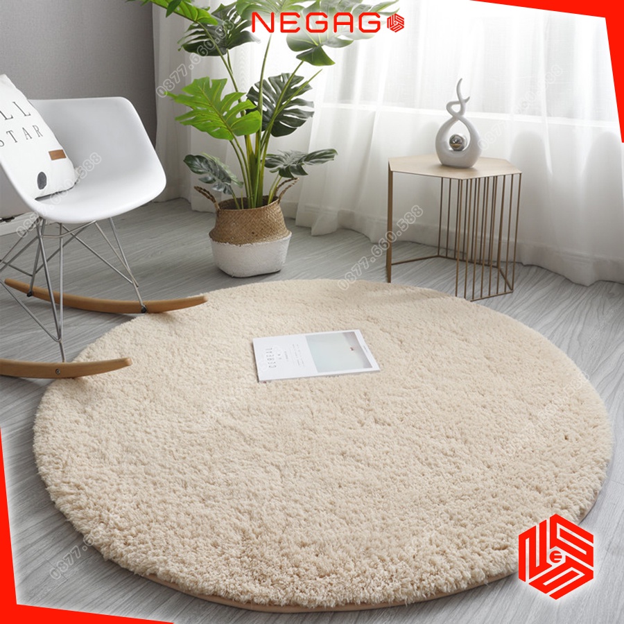 Thảm tròn 1m đẹp 20 màu trải sàn phòng ngủ phòng khách trang trí decor | NEGAGO
