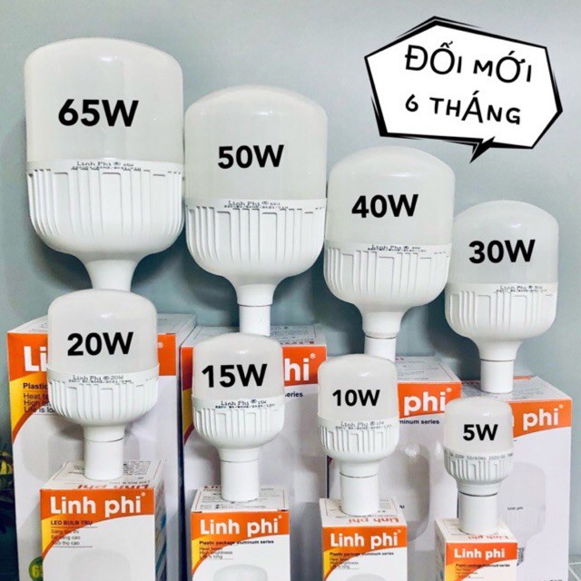 [Mã LIFE10K15 giảm 10K đơn 20K] BÓNG đèn LED BULB trụ 10W 15W 20W 30W 40W 50W 65W 5W LINH PHI siêu sáng tiết kiệm điện