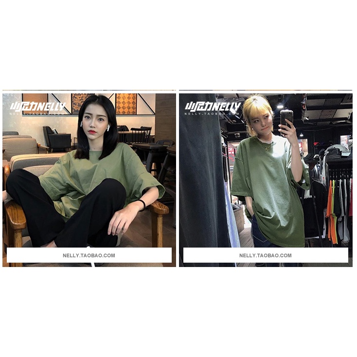 Áo phông Nelly Heybig tay ngắn trơn màu rêu