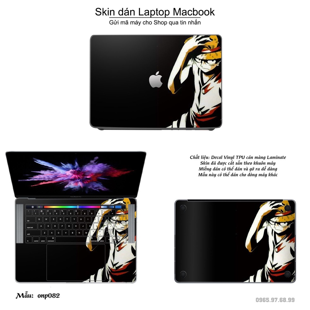 Skin dán Macbook mẫu One Piece (đã cắt sẵn, inbox mã máy cho shop)