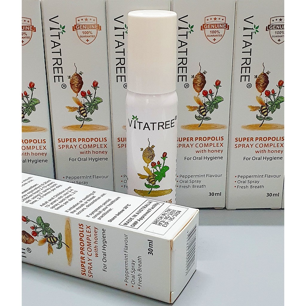 Chai Xịt Keo Ong Vitatree - Giảm Đau Họng - 30ml - [ÚC]-Mẫu mới 2021