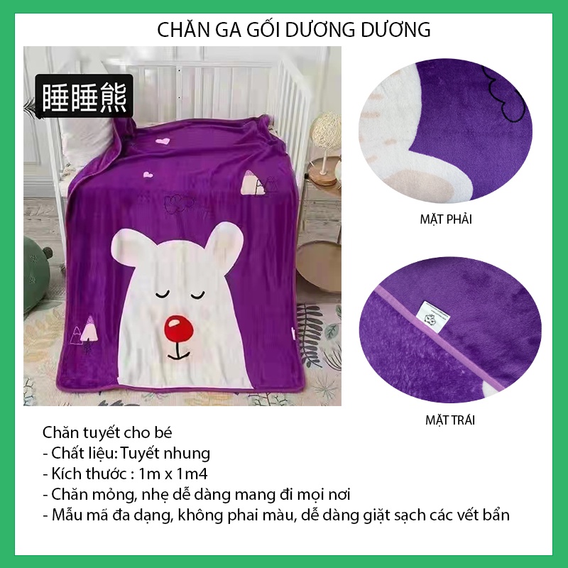 Chăn lông tuyết nhung cho bé trẻ em đa năng đi học đi chơi Phù Hợp Với 4 Mùa Trong Năm 1mx1m4