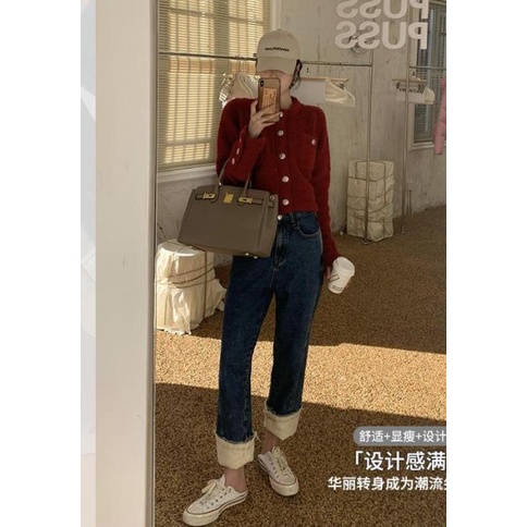 Quần jean ống rộng lưng cao thời trang đơn giản dành cho nữ