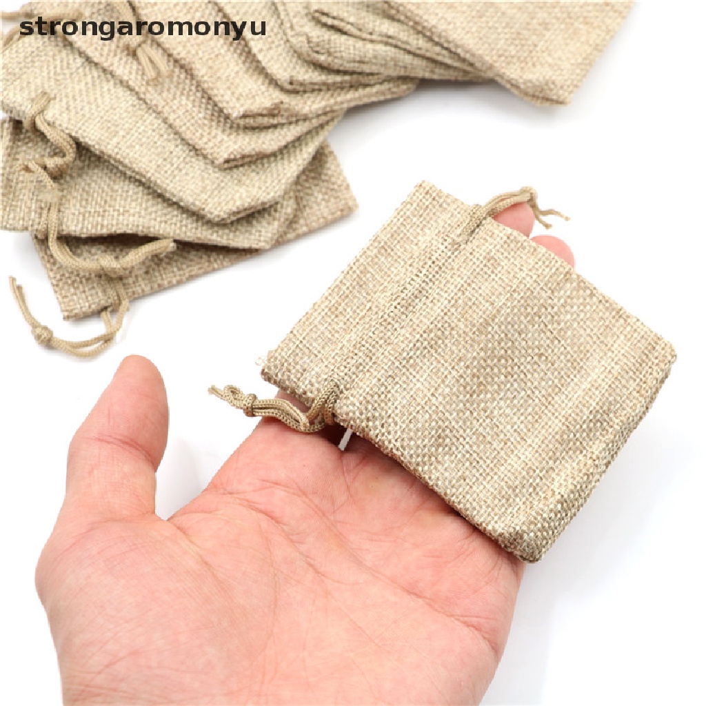 Set 10 túi dây rút bằng vải bố cỡ nhỏ dùng để đựng quà cưới