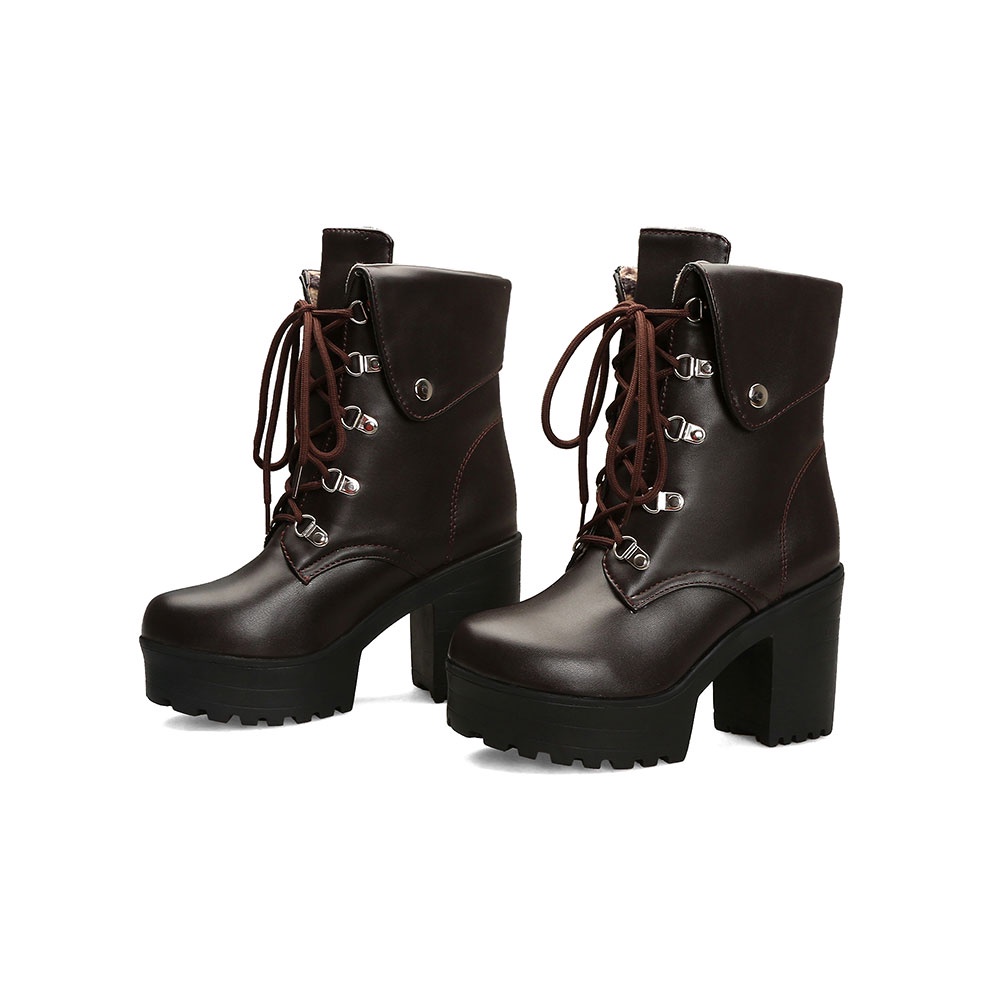 Giày bốt IELGY gót dày cao 9cm mũi tròn chống trượt màu sắc thời trang cho nữ