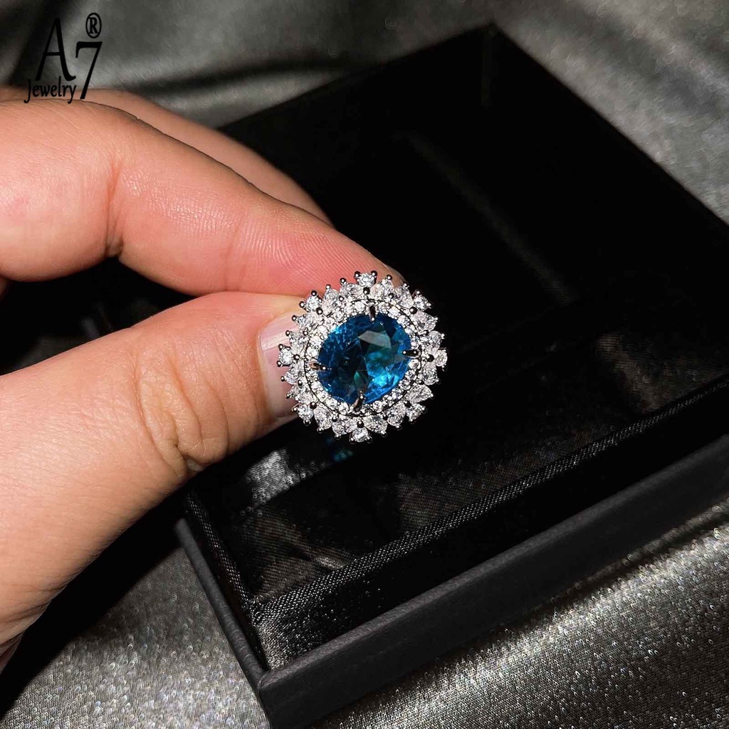 (MỚI) Bộ Vòng cổ + bông tai + nhẫn đính đá Topaz sang trọng