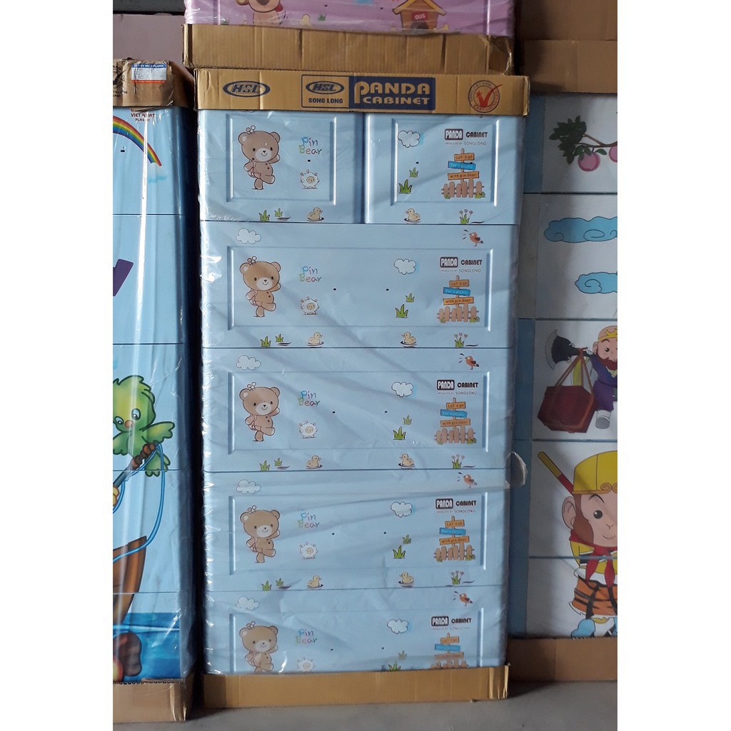 Tủ Panda Song Long 5 tầng có khóa- nhiều màu sắc cho bé