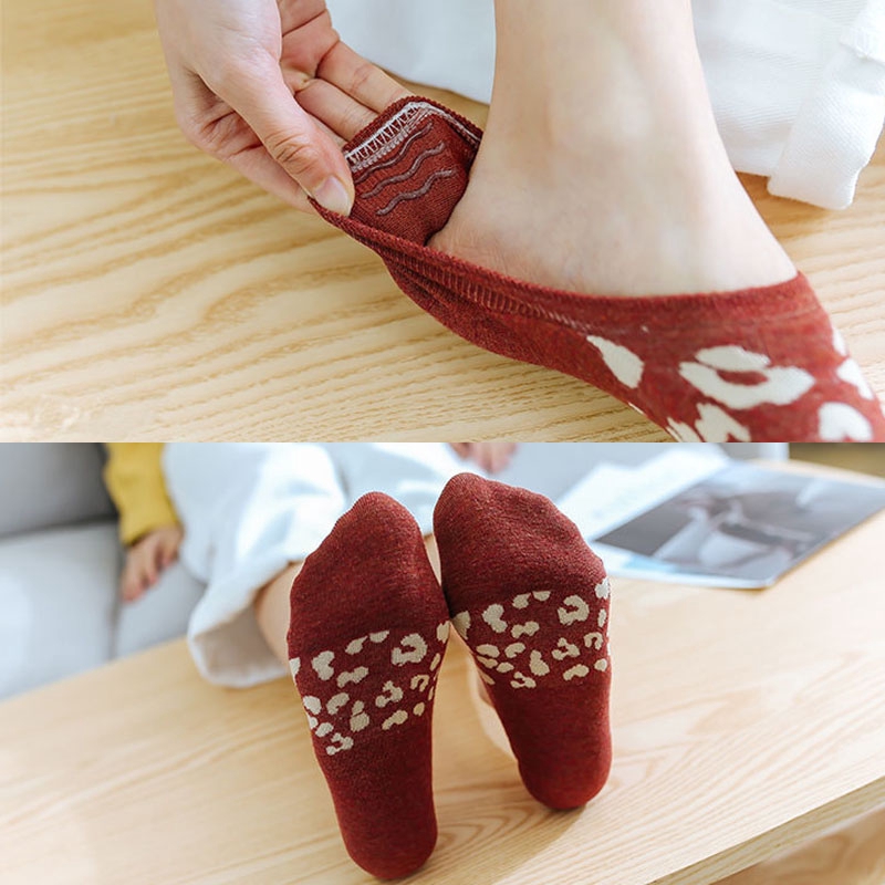 Summer Leopard Print Girls Low Cut Socks Spring Multicolor Fashion Nonslip Cotton Korean Women No Show Socks 1-Pair