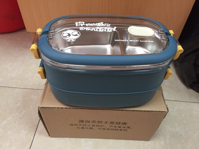 HỘP CƠM GIỮ NHIỆT 2 TẦNG  RUỘT INOX ( KÈM THEO ĐŨA THÌA DĨA + TÚI GIỮ NHIỆT)🌿🌿🌿 | BigBuy360 - bigbuy360.vn