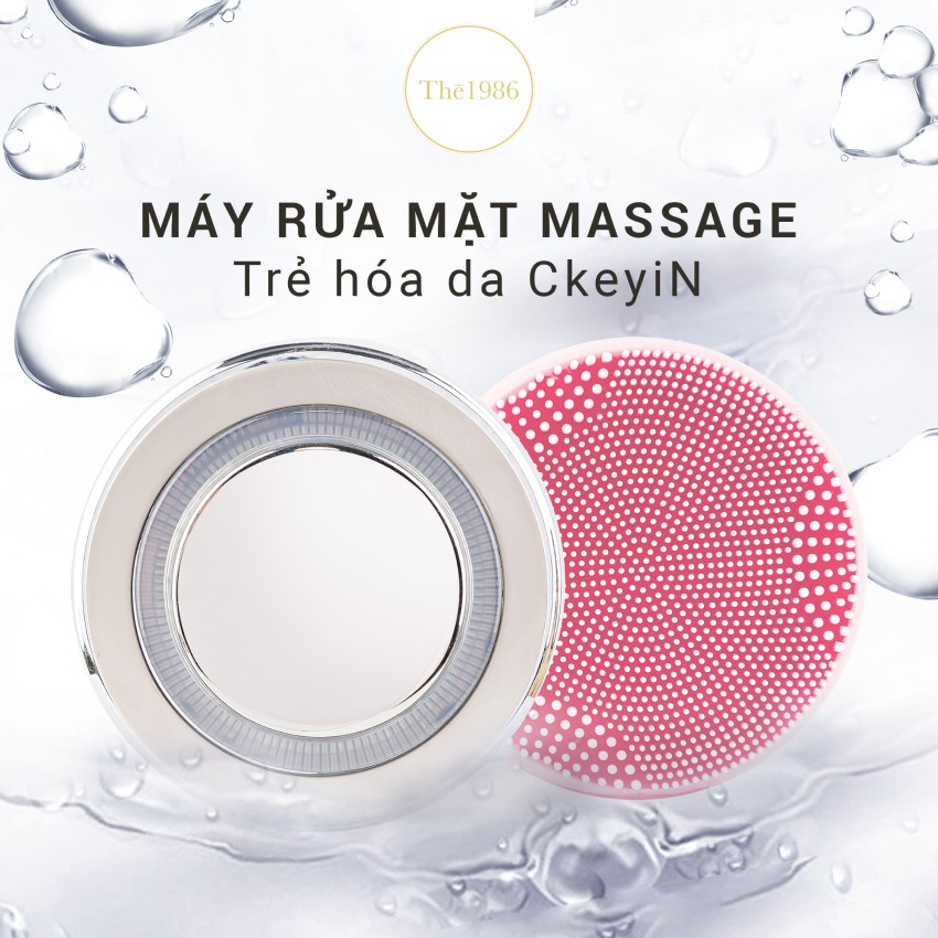 Máy rửa mặt massage, nâng cơ, trẻ hóa da CkeyiN - Màu Hồng, màu xanh