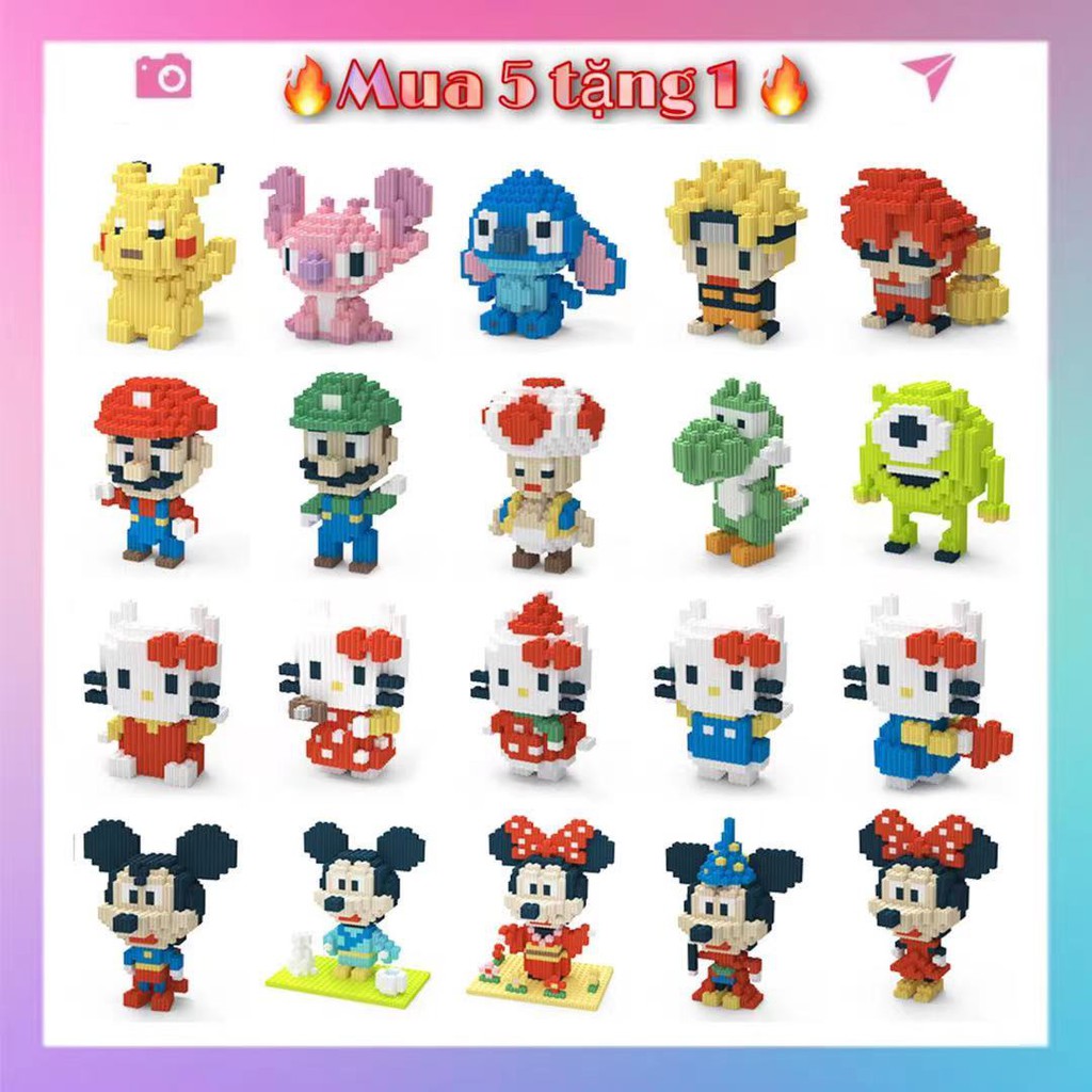 💖 Mua 5 tặng 1 💖 Disney 3D LEGO Bộ Đồ Chơi Xếp Hình Cho Bé khối xây dựng nhỏ