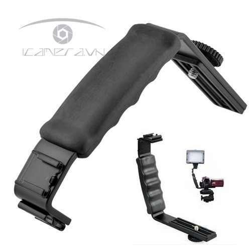 BÁNG TAY CẦM CHỮ L VỚI 2 GÁ FLASH HOT SHOE VÀ ỐC 1/4INCH
