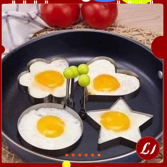 Bộ 4 khuôn tạo hình chiên trứng, rán bánh bằng inox (8.5 x 10.5 x 1.6 -dài x rộng x cao)