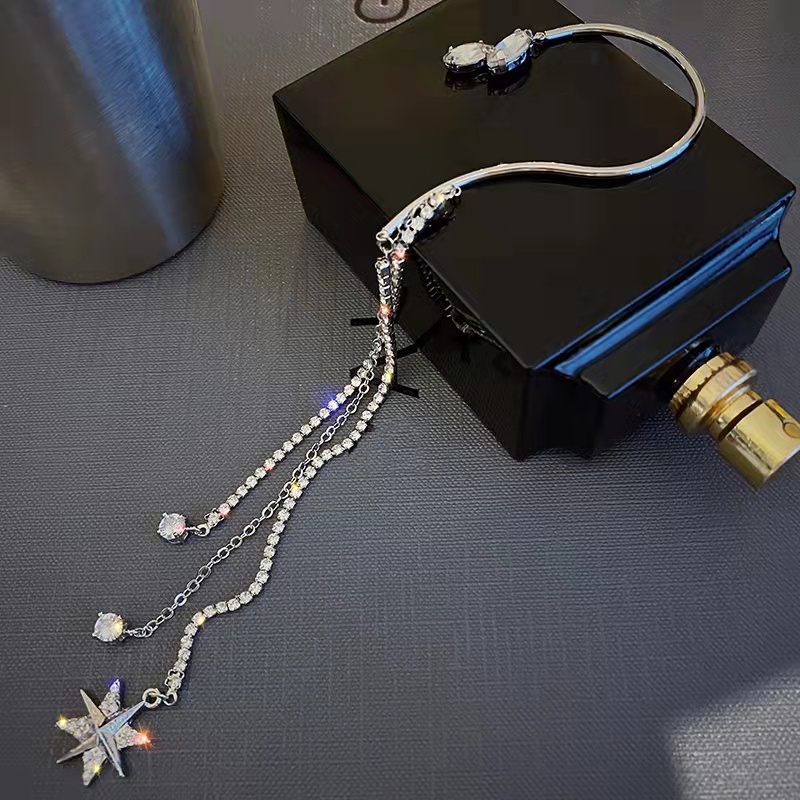 Bông Tai Ngôi Sao Tua Rua Đính Đá Lấp Lánh Sang Trọng Phong Cách Hàn Quốc