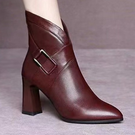 💗Bốt Nữ Giày cao gót 💗Boot nữ  cổ thấp Mũi Nhọn Giày Boot Cao Gót Mũi Nhọn Phối Khóa Kéo Thời Trang Sành Điệu