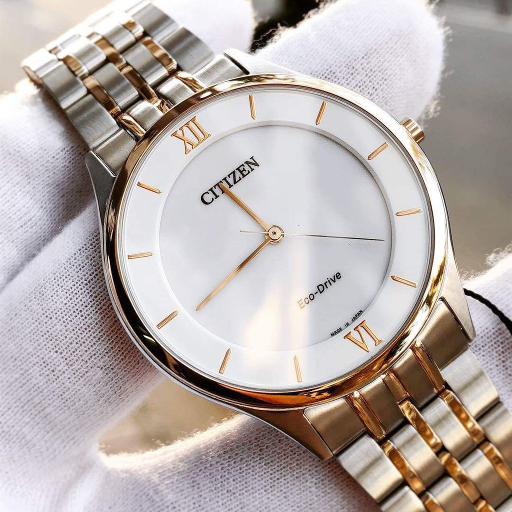 Đồng hồ cặp nam nữ siêu mỏng Citizen  AR0074-51A và EG3224-57A Máy Quartz Pin Eco-drive nạp pin bằng ánh sáng