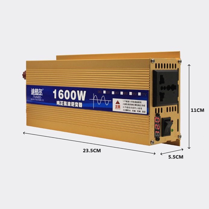 Bộ chuyển đổi điện 12V lên 220V công suất 1600W sin chuẩn