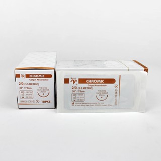 Chỉ phẫu thuật tự tiêu CHROMIC CATGUT số 1/0 2/0 3/0 4/0 - MEIYI (Kim sản xuất tại Đức) (Tép)
