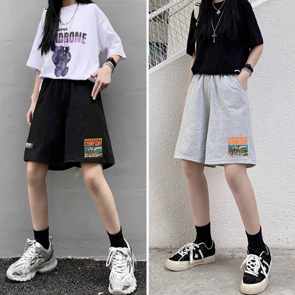 ❤️ BAO CHẤT ❤️ Quần short lững nam nữ thời trang bigsize, sọt đùi chất da cá in JUNIOR COMPANY