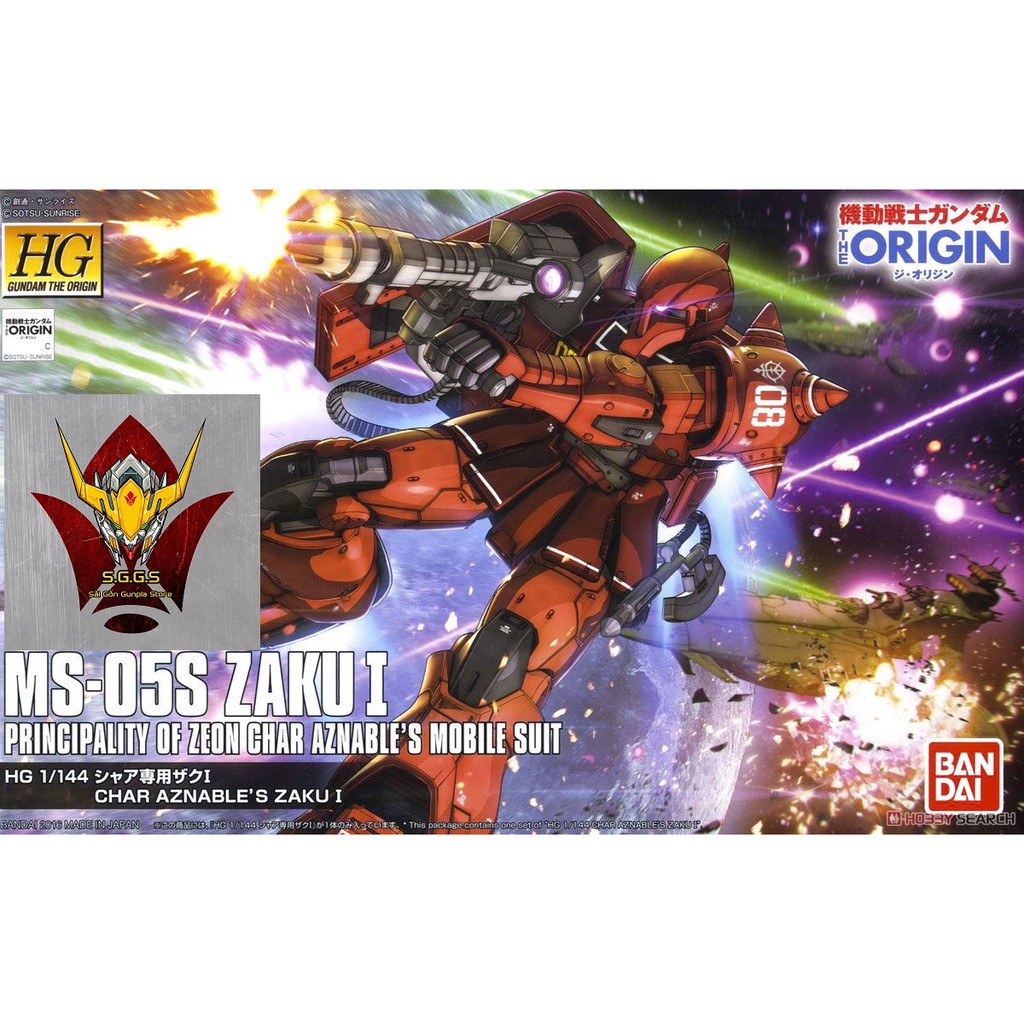 Gundam Bandai HG Zaku I Char Aznable Ms-05s HGGTO Gundam The Origin Mô Hình Đồ Chơi Lắp Ráp Anime Nhật Tỷ lệ 1/144