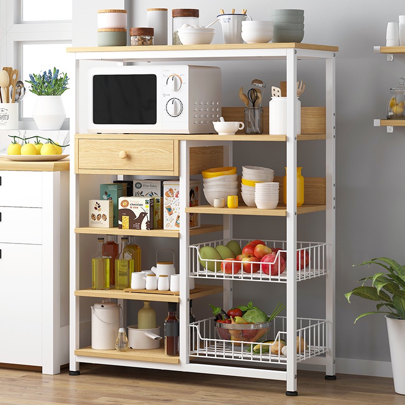 Giá đựng đồ nhà bếp đa chắc năng, Kệ Lò Vi Sóng, phong cách Bắc Âu, 80*30*111 - FU210