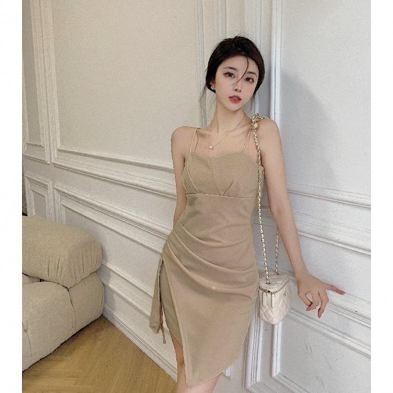 Đầm không tay IELGY dáng ôm phong cách Hàn Quốc Pháp cổ điển dành cho nữ