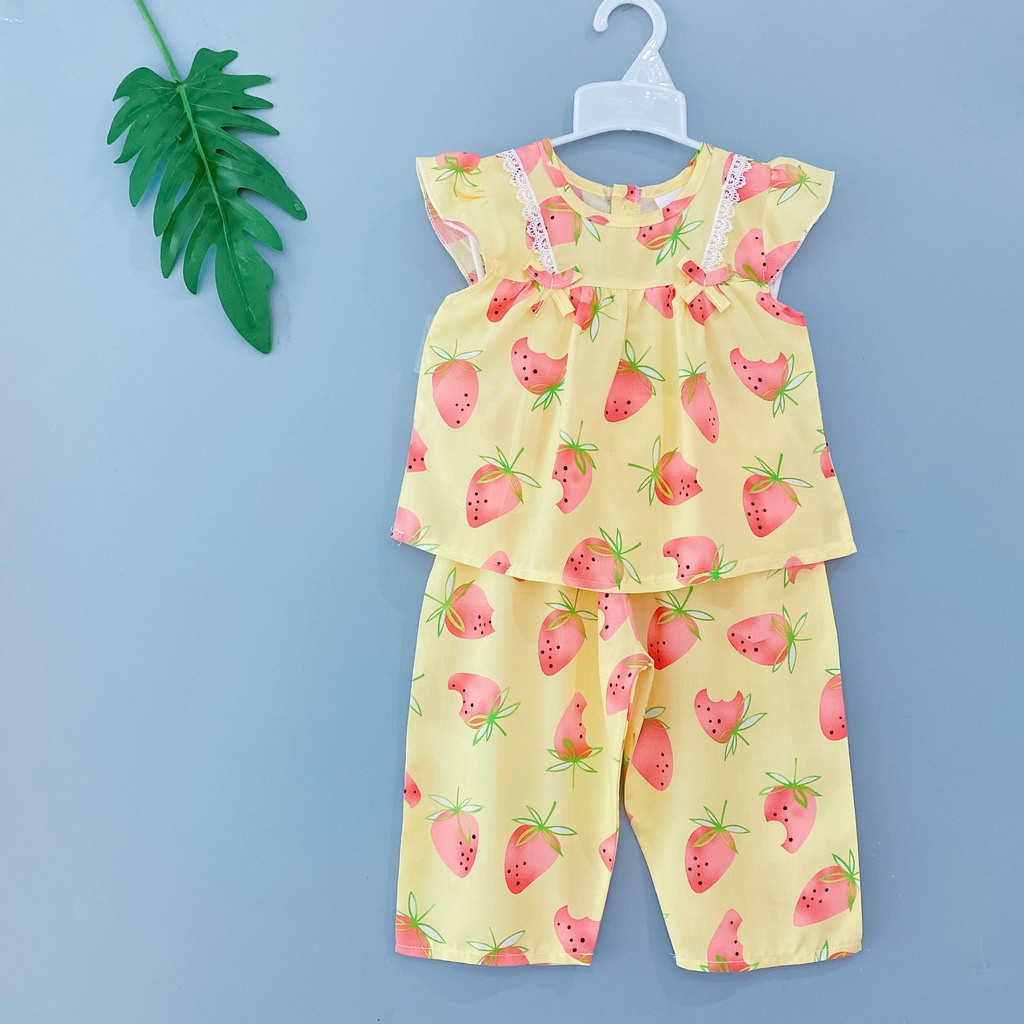 [6-27kg] Bộ quần áo trẻ em tay ngắn quần dài cánh tiên siêu yêu, Đồ bé gái tole lanh 2 da loại 1