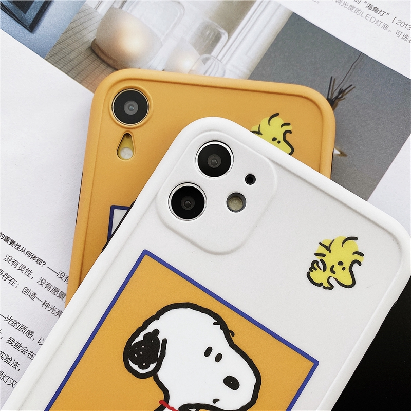 Ốp điện thoại mềm màu trắng vàng hình Snoopy Charlie cho Iphone 11 Pro MAX i7 i8 Plus XR XS MAX | BigBuy360 - bigbuy360.vn
