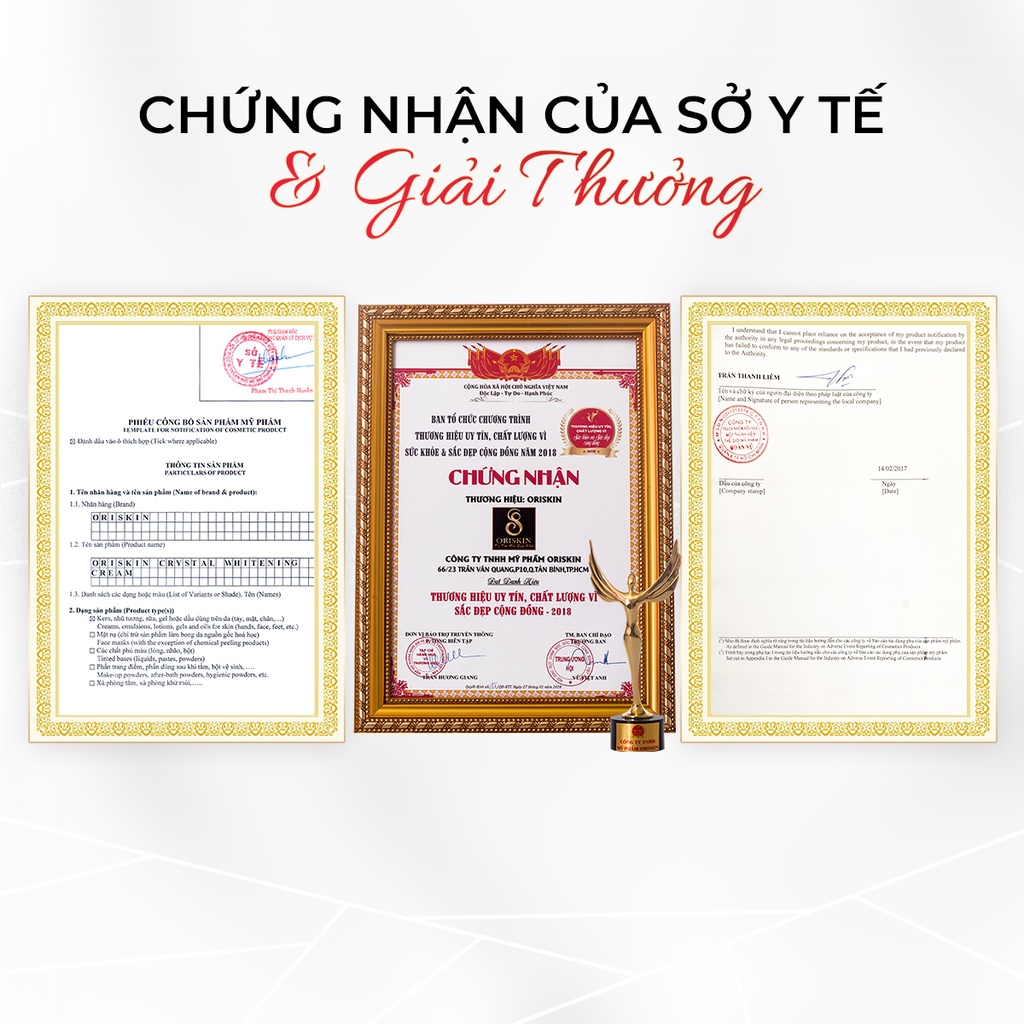 Kem Dưỡng Trắng Da Mặt Crystal Whitening Cream Oriskin, Giúp Làm Trắng Da