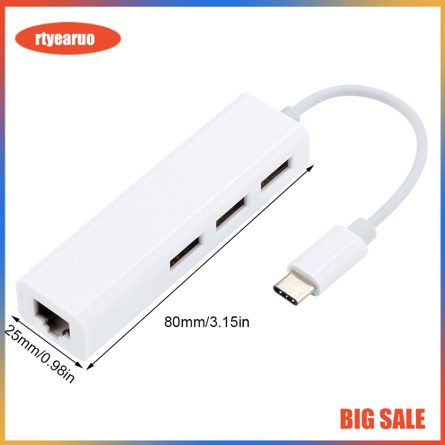 USB-C USB 3.1 Type C to USB RJ45 Ethernet Lan Adapter Hub Cable For Macbook PC