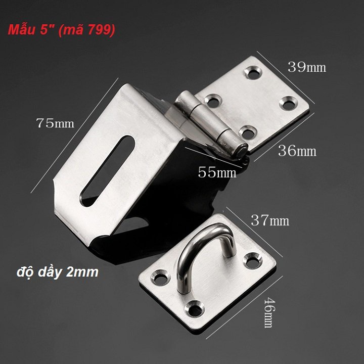 CHỐT KHÓA CỬA CỔNG 90 độ có PAT KHÓA Ổ bằng INOX tiện dụng  - CBS797-798-799