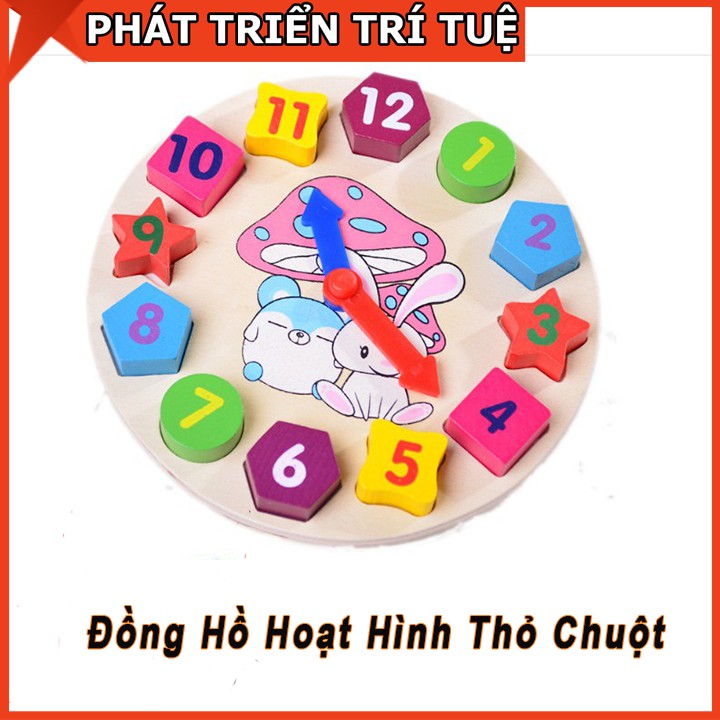 Đồng Hồ Gỗ Hoạt Hình Hình Thỏ Chuột Đáng Yêu Cho Bé