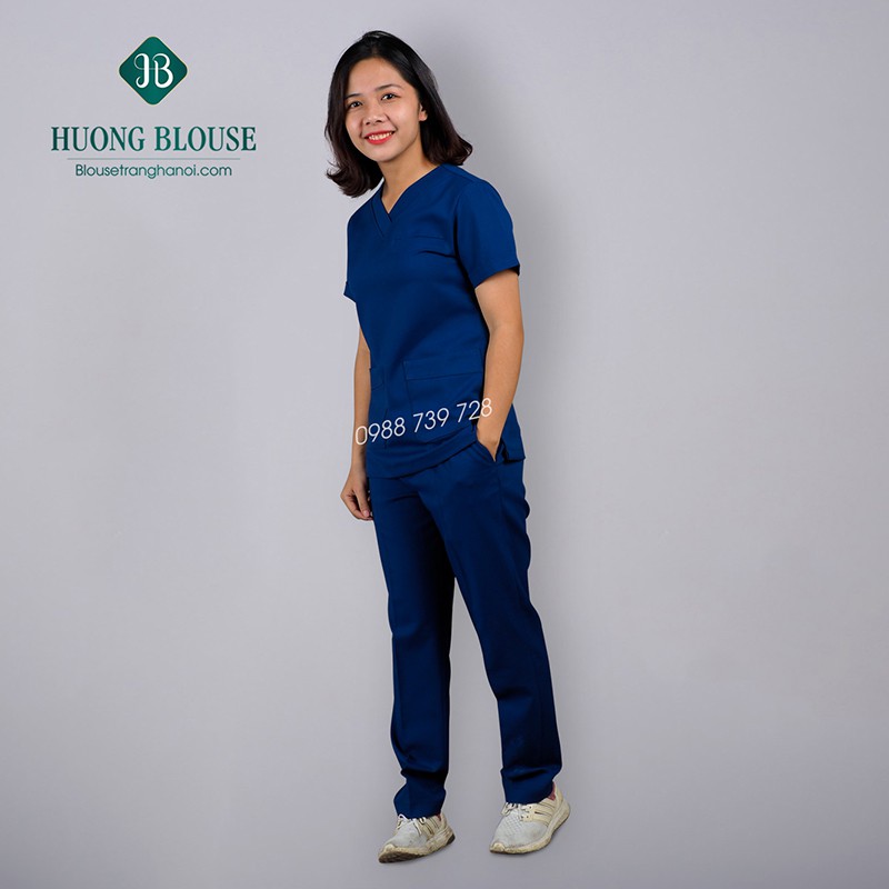 [Combo 2 bộ] Quần áo phòng mổ, bộ scrubs cho bác sĩ - Blouse trắng Hà Nội