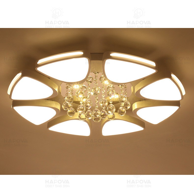Đèn ốp trần phòng khách bằng pha lê HAPOVA SAPER 0908