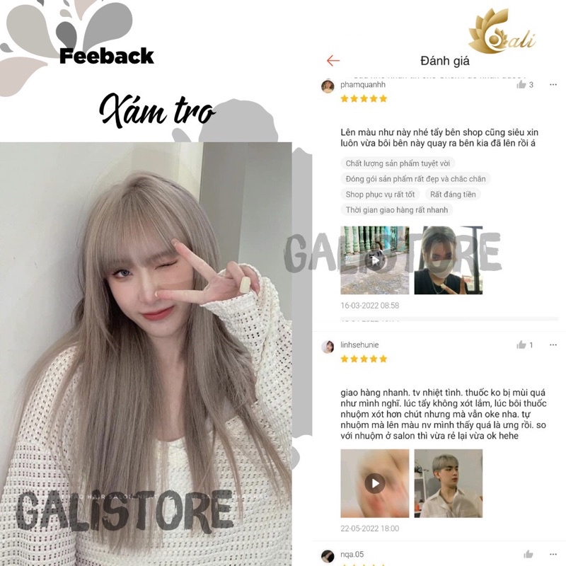 Thuốc nhuộm tóc Xám Tro, Xám Bạc cần Thuốc tẩy tóc kèm oxy trợ nhuộm Galistore