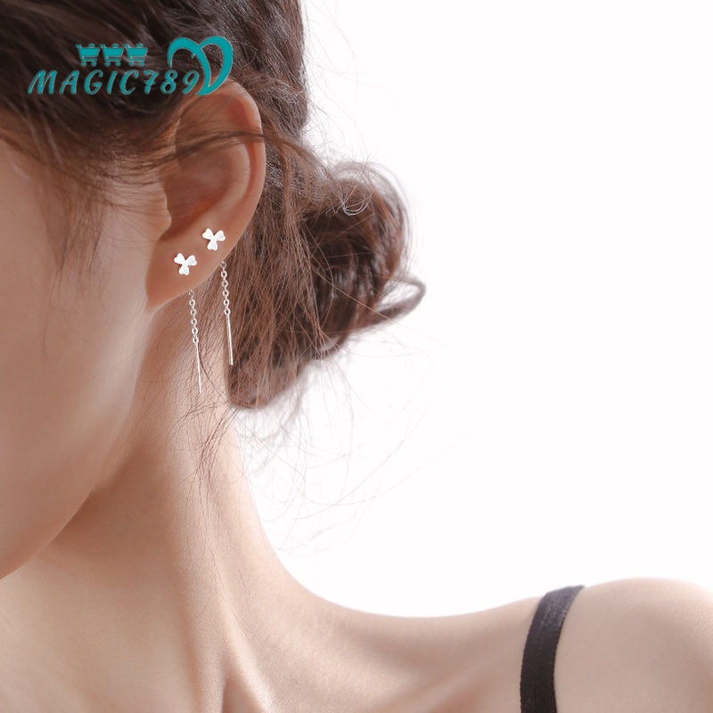 Đôi Khuyên Tai Bạc s925 Hình Cỏ Ba Lá May Mắn Thời Trang Cho Nữ