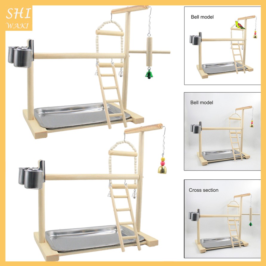 Giá đứng có cầu thang bằng gỗ vui nhộn dành cho chim vẹt chất lượng cao