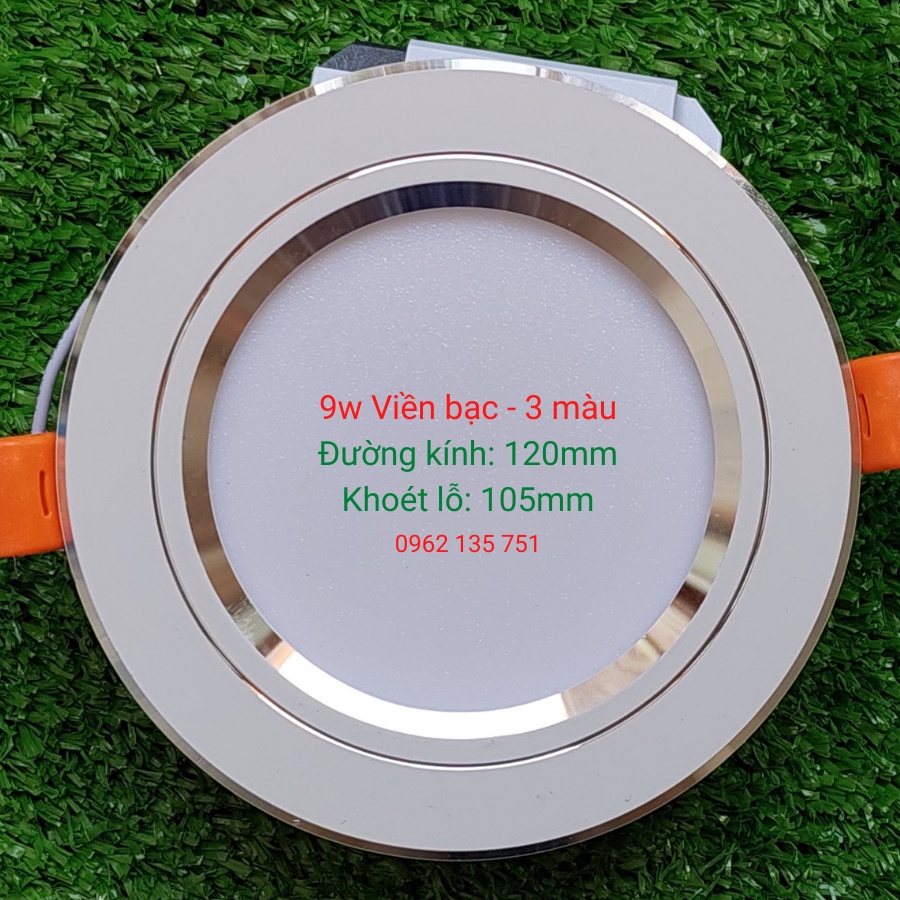 Đèn Led Âm Trần 3 Màu Viền Vàng, Viền Bạc 7w ,9w
