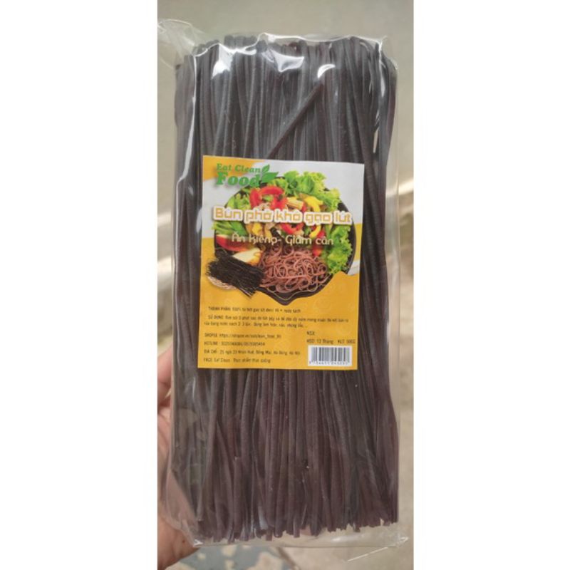 Mì  bún Phở gạo lứt đen làm từ 100%gạo đen nguyên cám gói 500g