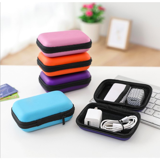 Hộp đựng tai nghe trơn hình vuông chữ nhật để sạc, cáp phụ kiện cao cấp