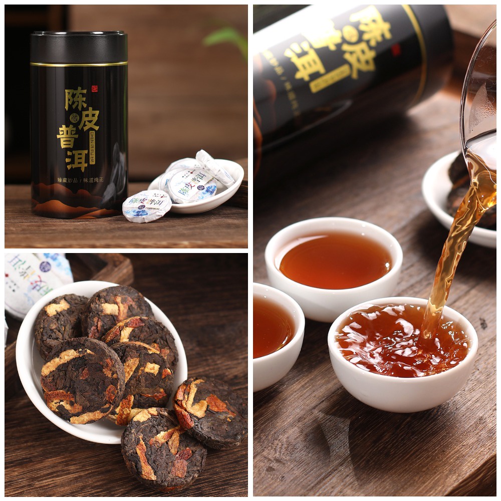 Trà Phổ Nhĩ Chín Vỏ Quýt Mãnh Hải Vân Nam (chia gói nhỏ 50 gram dùng thử)