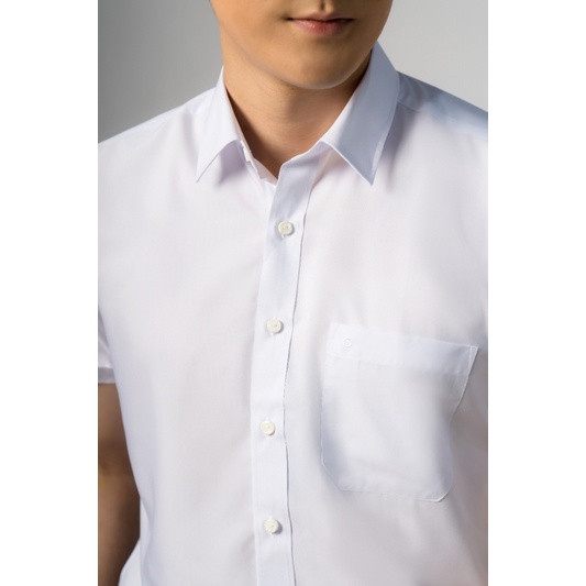 OWEN - Áo sơ mi trắng ngắn tay Owen 100% Nano chống nhăn - Áo sơ mi ngắn tay màu trắng trơn