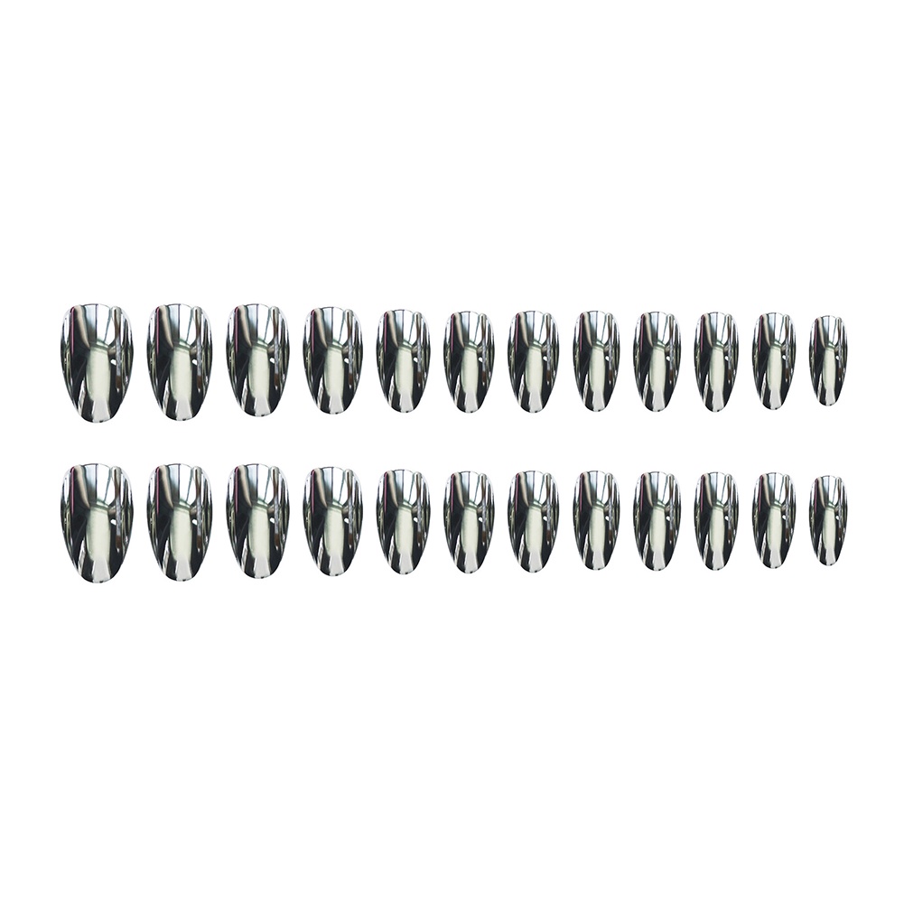 YADORNOS Set 24 móng tay giả YADORNOS màu bạc đầu nhọn thời trang ấn tượng